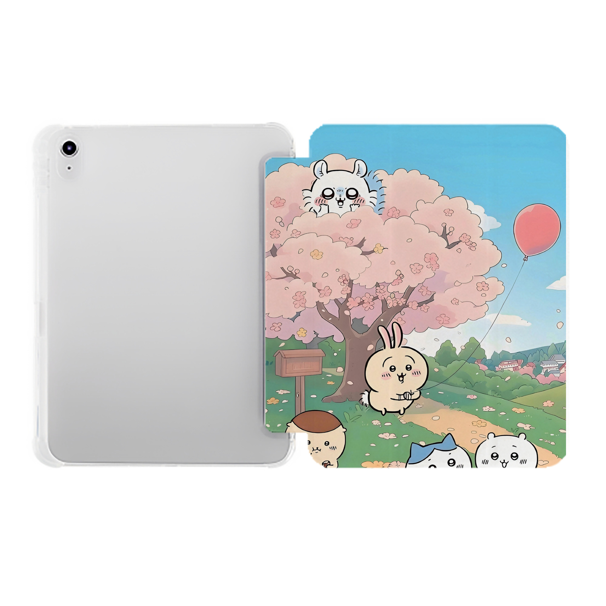 （画像用） ちいかわ Chii-kawa IPad ケース ペン収納付き 三つ折りスタンド PUレザー×シリコン 対応機種9.5/10.5/10.9インチ